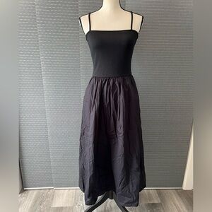 Black Midi Dress with Spaghetti Straps